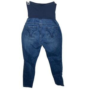 Indigo Blue Maternity Jeans Size L Dark Wash Skinny Leg Pants with Belly Band